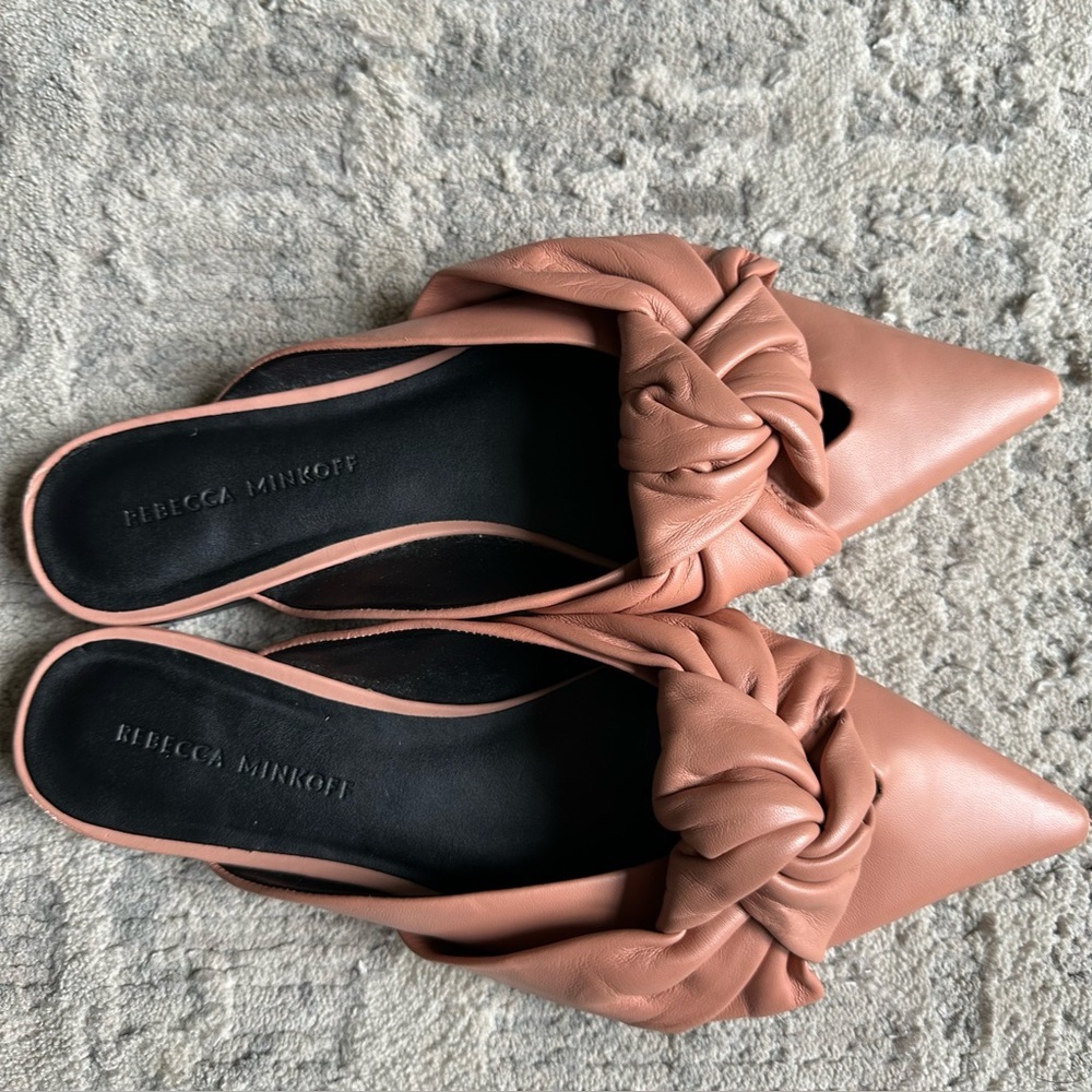 Rebecca Minkoff Coretta Blush Mauve Pink Leather Mules Size 7.5 - Picture 4 of 7
